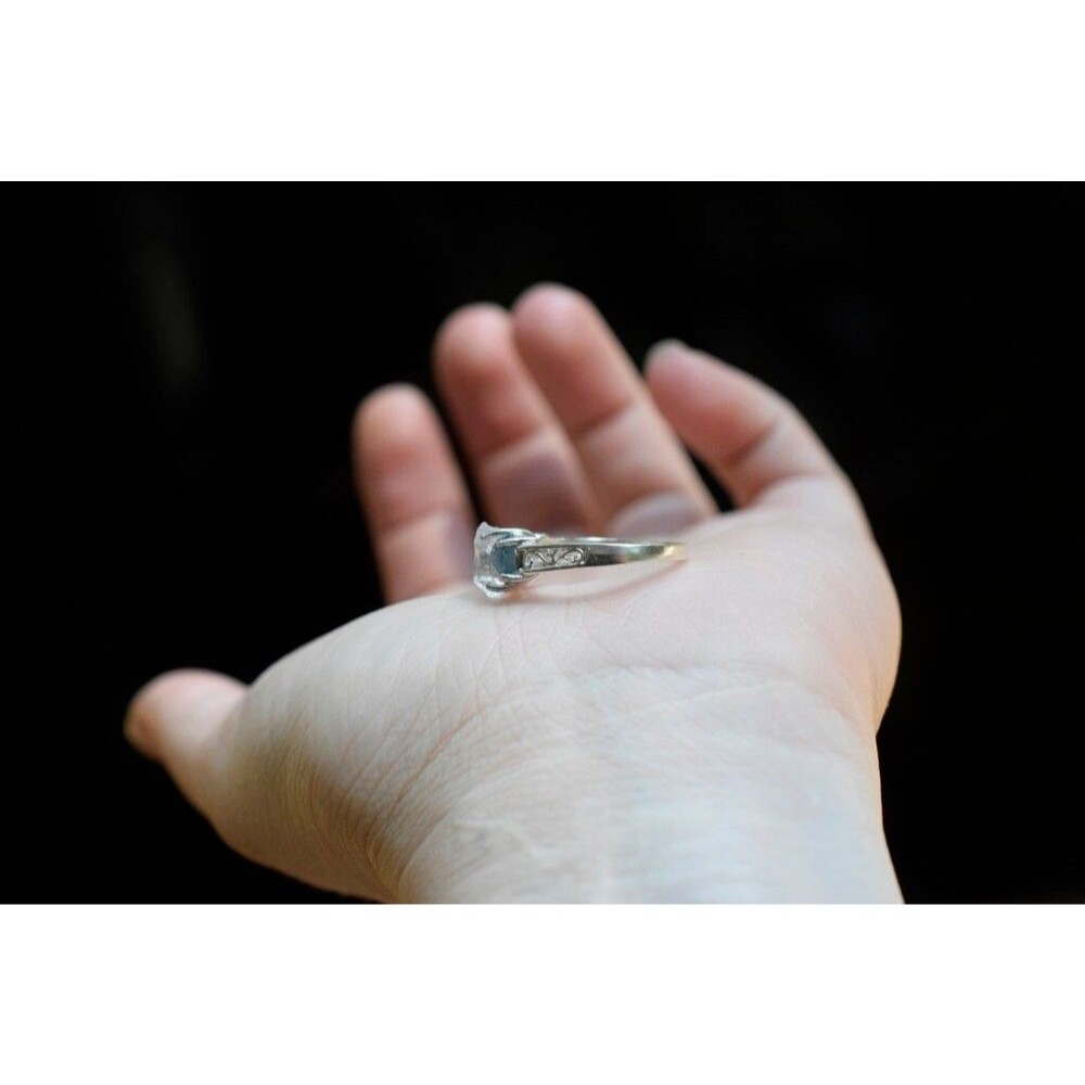 Raw Montana Sapphire Ring: Lake County Diamond, Sterling Silver - Picture 4 of 9